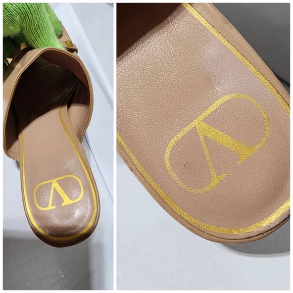 Authentic VALENTINO GARAVANI Nappa Rockstud Tower Heel Mules 38 Biege - Picture 15 of 16